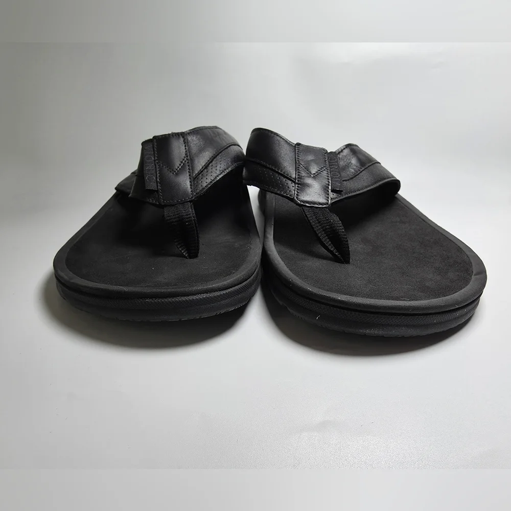 Vionic Wyatt Men's Black Leather Sandals Flip Flops Size 13